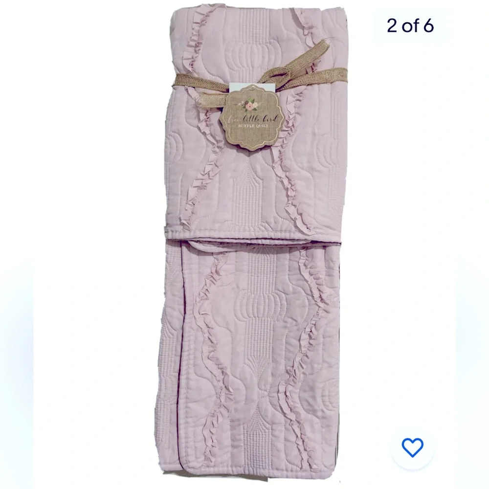 NEW Free Little BIrd Ruffle Baby Quilt Pink